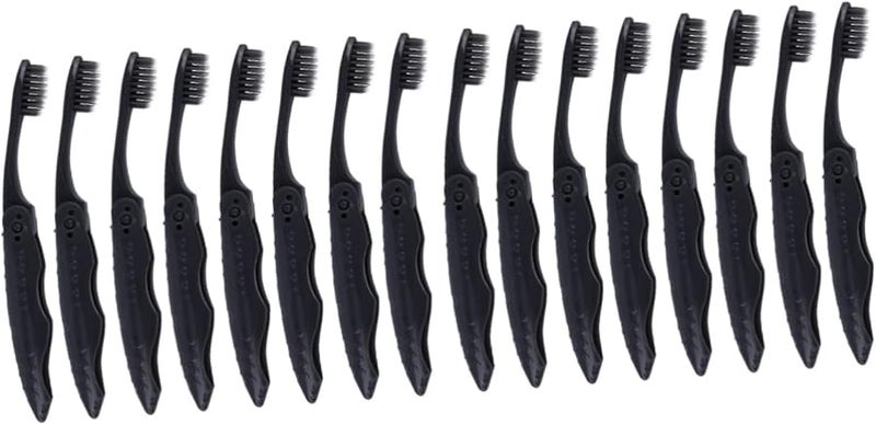 16 Pcs Portable Charcoal Toothbrush Soft Bristles Compact For Camping Travel - Image 1